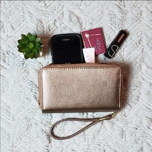 Rose Gold Large Wristlet Wallet